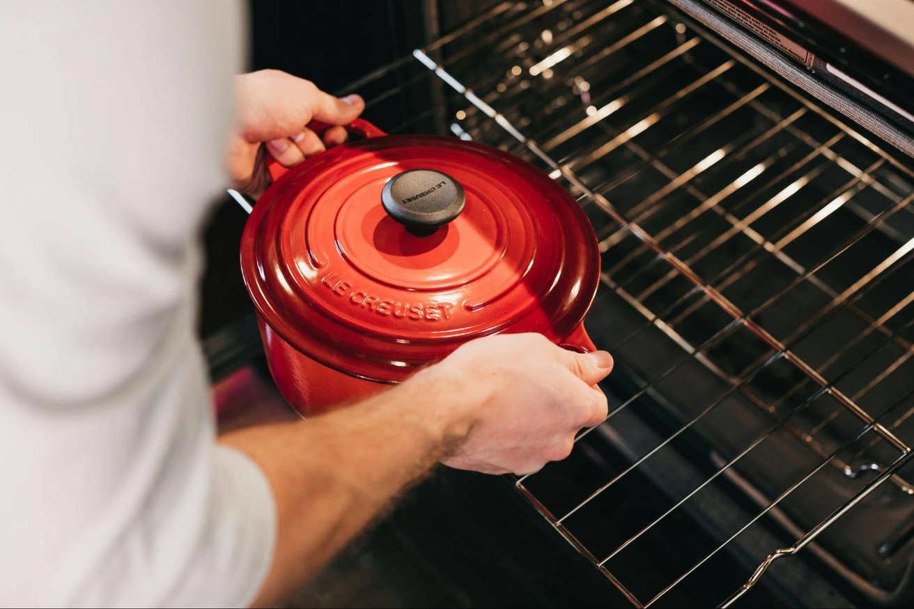 Creuset pan in oven